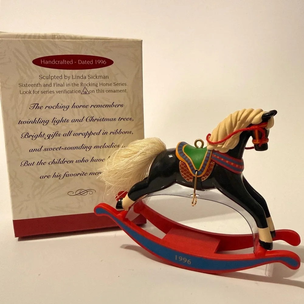 Hallmark Keepsake 1996 Rocking Horse Ornament 16th Final in Series Black Red